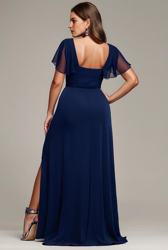 plus size sweetheart a line high slit maxi chiffon bridesmaid dress 145226
