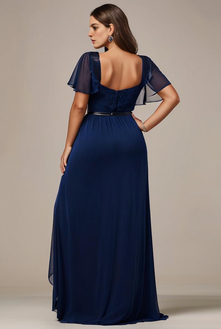 plus size sweetheart a line high slit maxi chiffon bridesmaid dress 145227