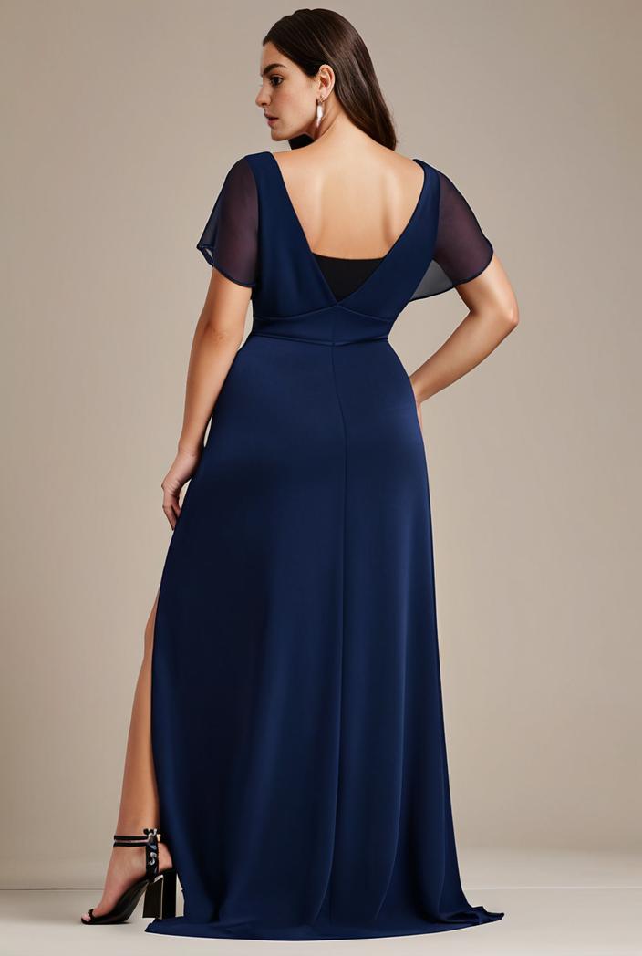 plus size sweetheart a line high slit maxi chiffon bridesmaid dress 145228