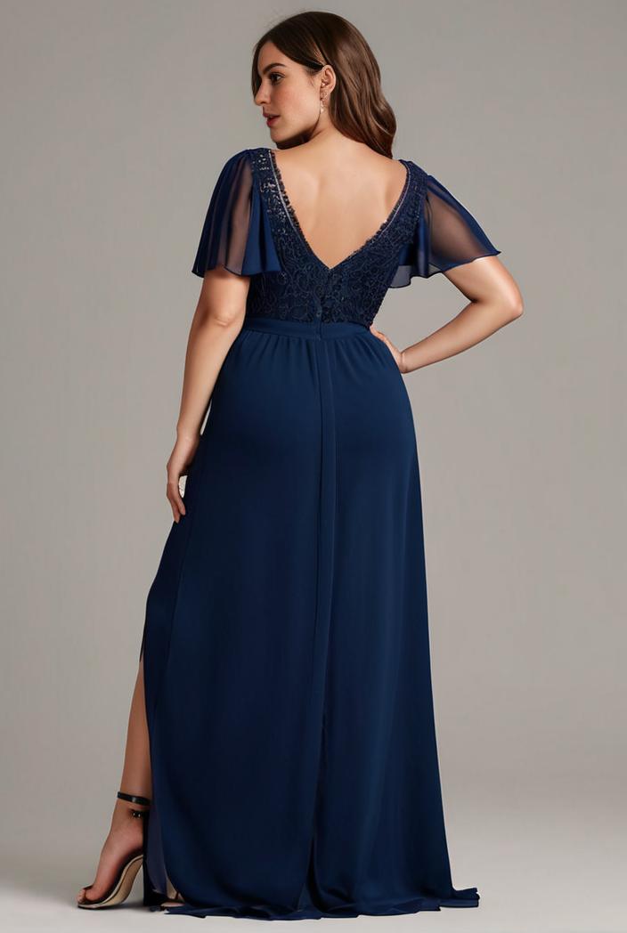 plus size sweetheart a line high slit maxi chiffon bridesmaid dress 145229