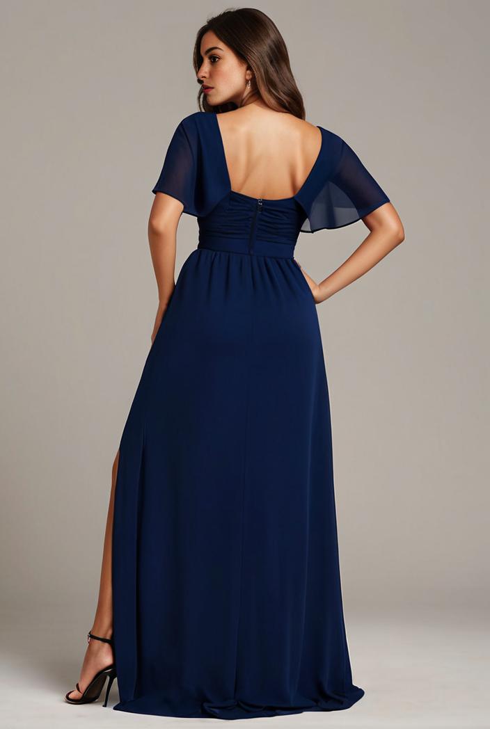 plus size sweetheart a line high slit maxi chiffon bridesmaid dress 145230