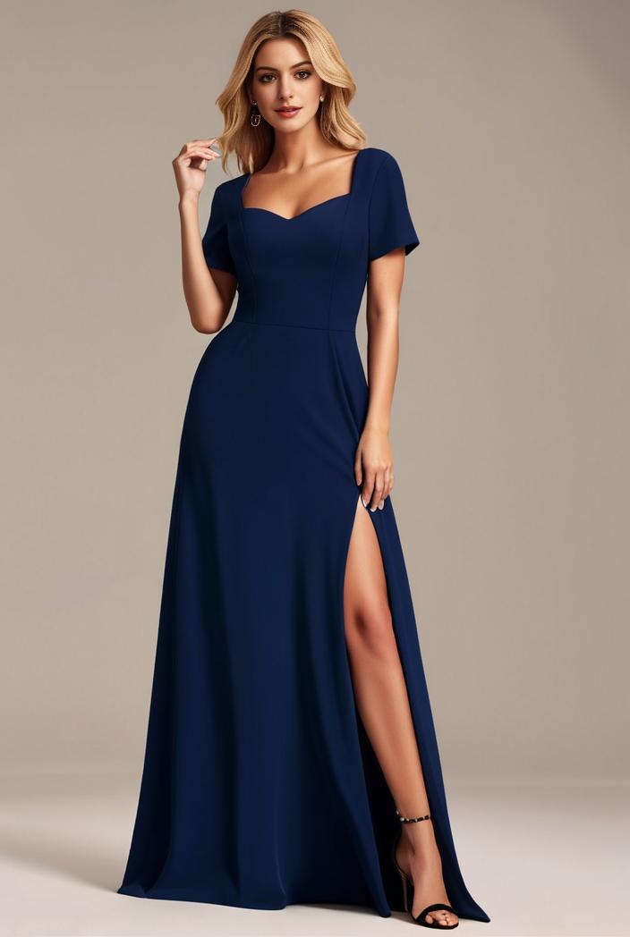 plus size sweetheart a line high slit maxi chiffon bridesmaid dress 145232