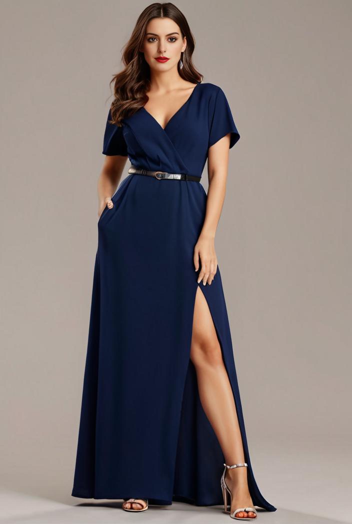 plus size sweetheart a line high slit maxi chiffon bridesmaid dress 145237