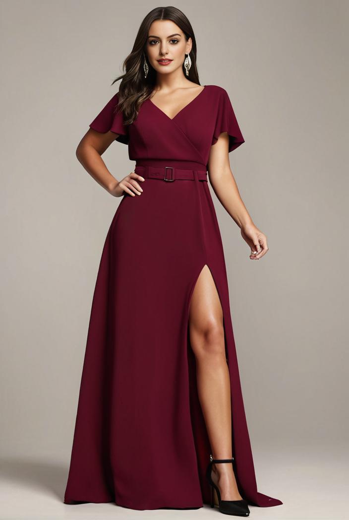 plus size sweetheart a line high slit maxi chiffon bridesmaid dress 145247