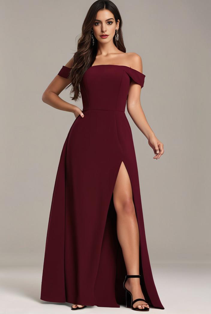 plus size sweetheart a line high slit maxi chiffon bridesmaid dress 145248