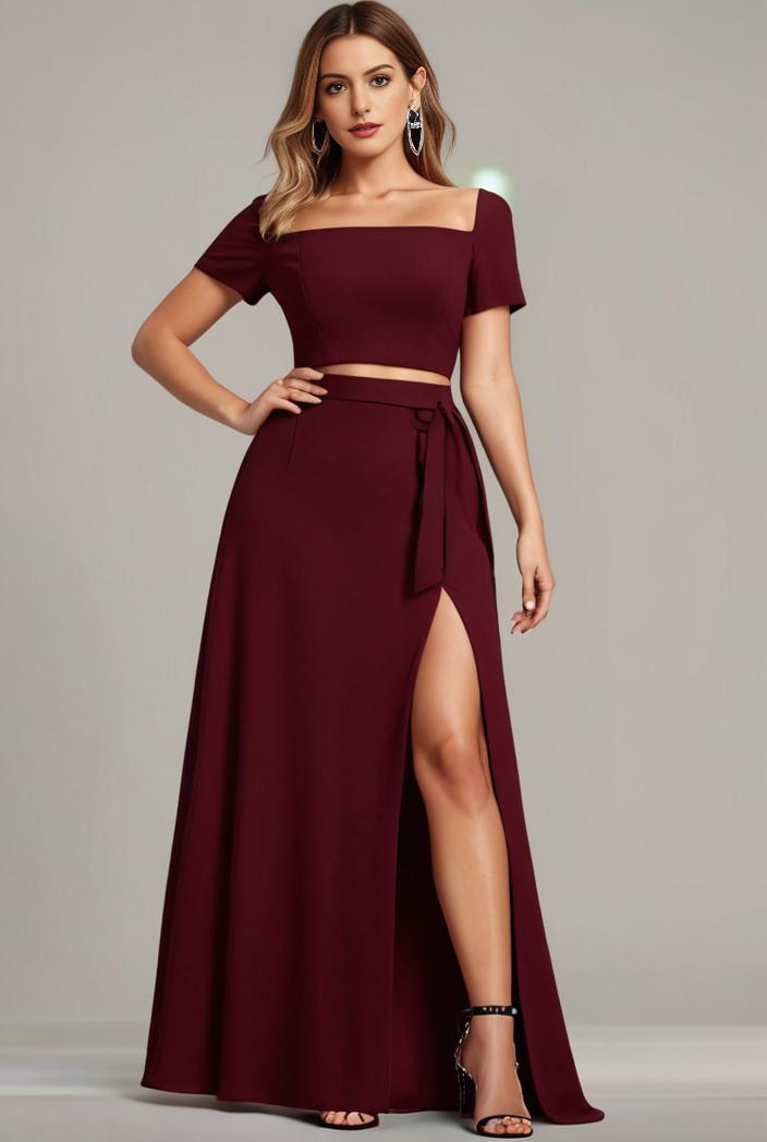 plus size sweetheart a line high slit maxi chiffon bridesmaid dress 145249