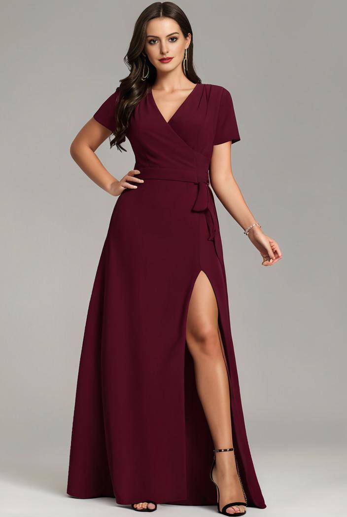 plus size sweetheart a line high slit maxi chiffon bridesmaid dress 145250