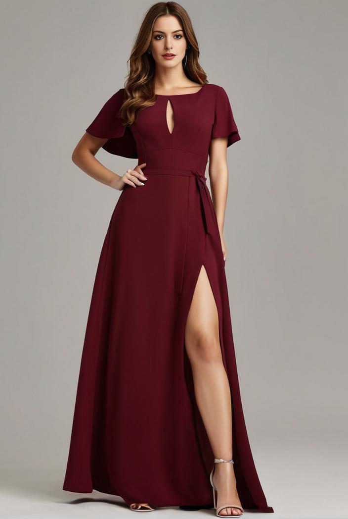 plus size sweetheart a line high slit maxi chiffon bridesmaid dress 145253