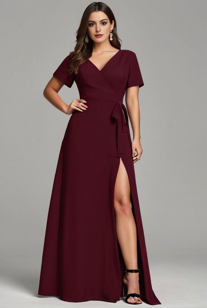 plus size sweetheart a line high slit maxi chiffon bridesmaid dress 145254