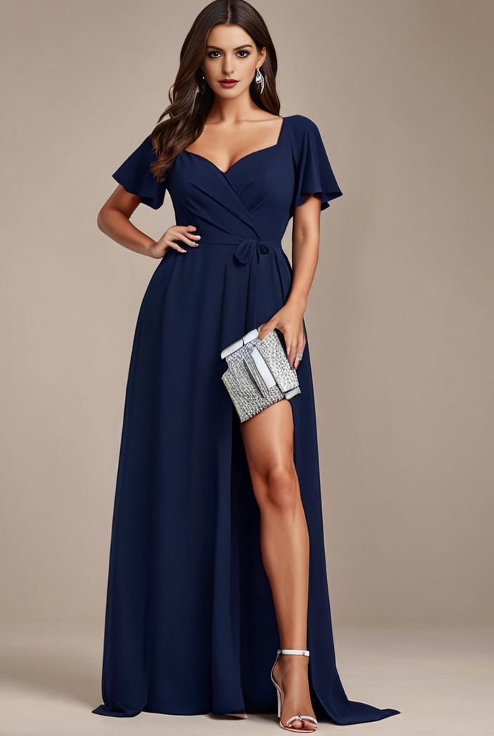 plus size sweetheart a line high slit maxi chiffon bridesmaid dress 145255