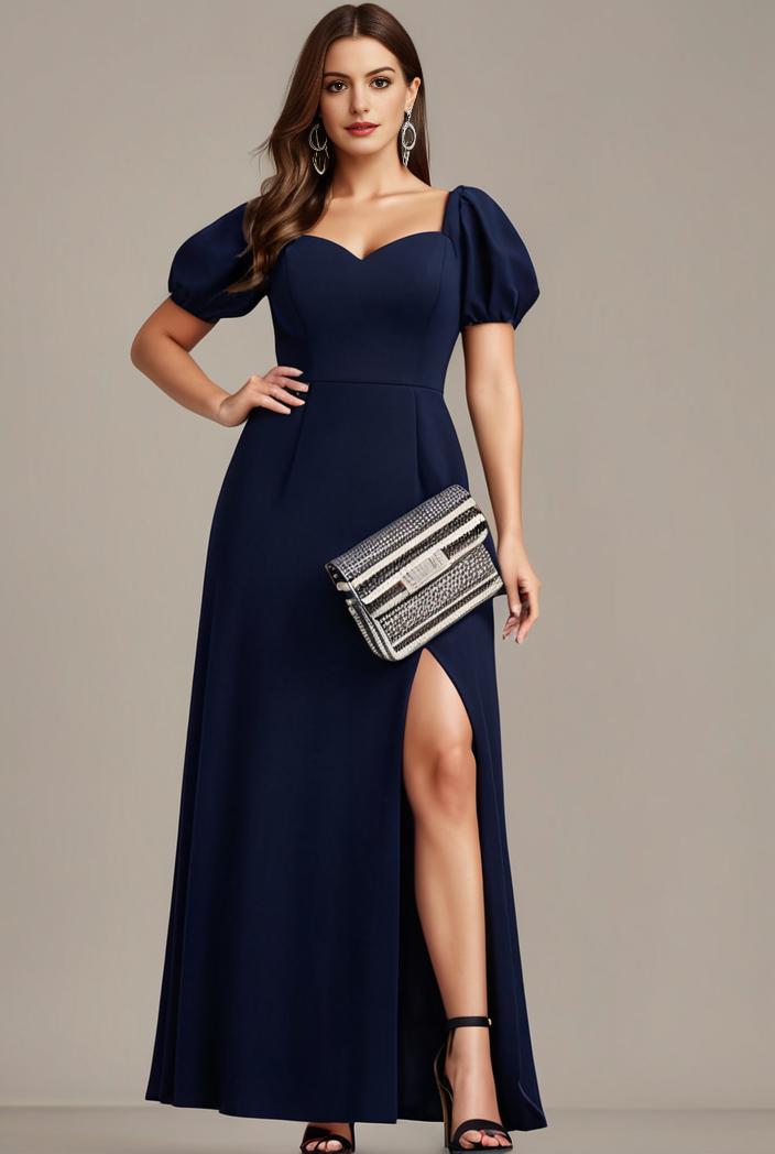 plus size sweetheart a line high slit maxi chiffon bridesmaid dress 145257