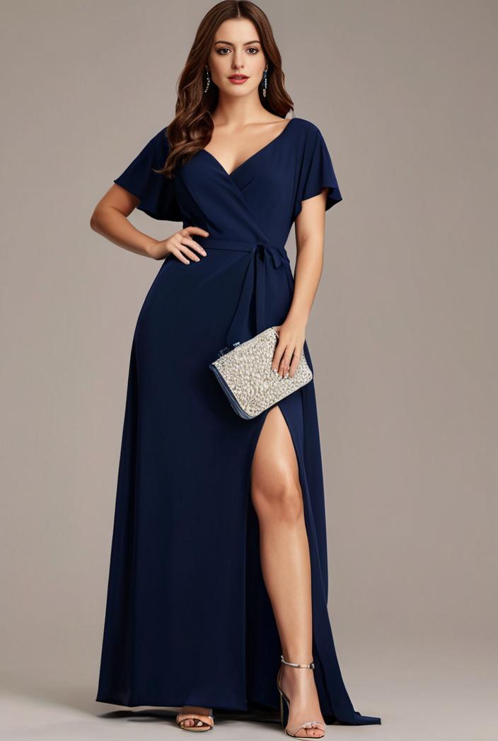 plus size sweetheart a line high slit maxi chiffon bridesmaid dress 145261