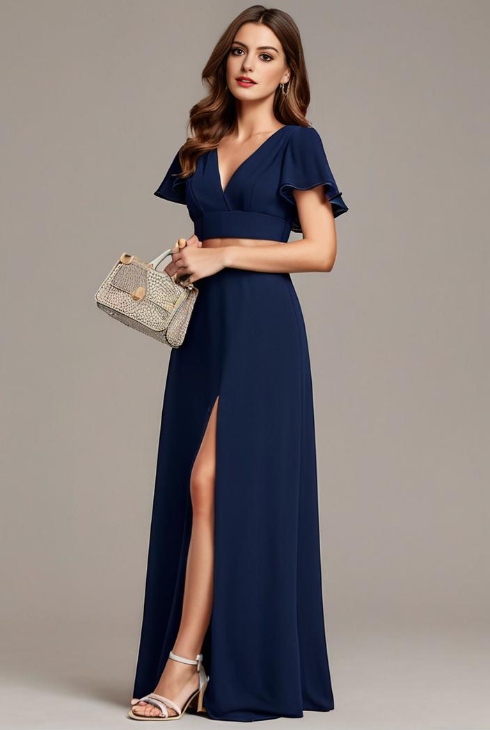 plus size sweetheart a line high slit maxi chiffon bridesmaid dress 145269