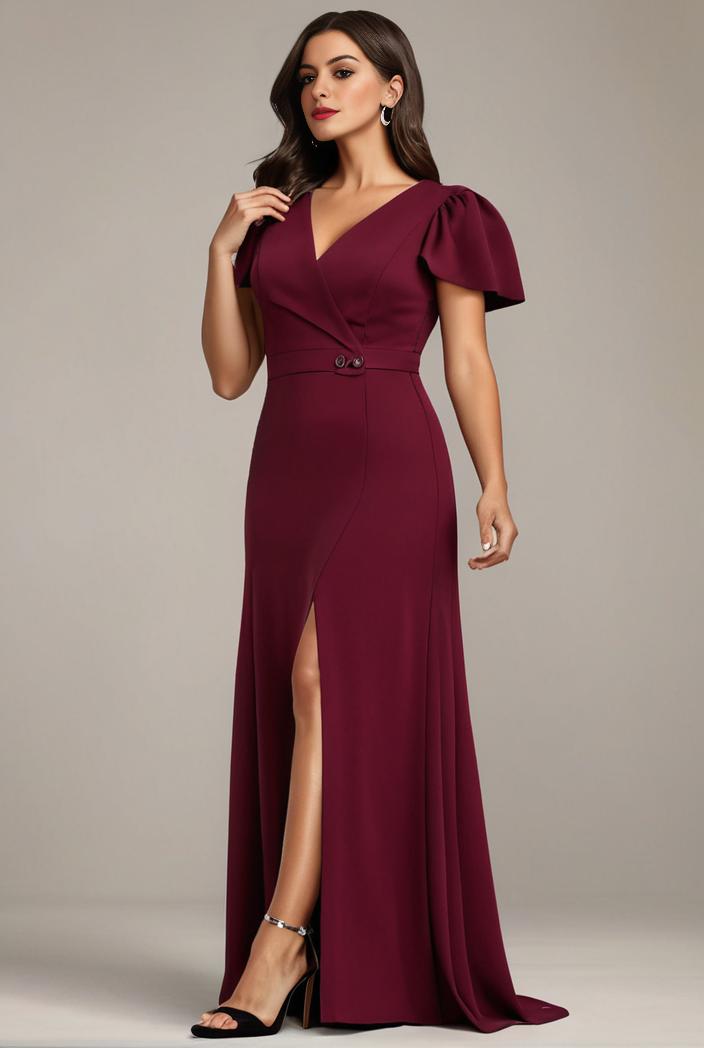 plus size sweetheart a line high slit maxi chiffon bridesmaid dress 145271