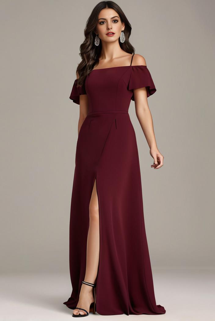 plus size sweetheart a line high slit maxi chiffon bridesmaid dress 145272