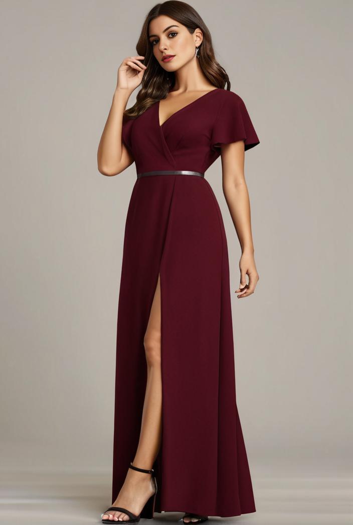 plus size sweetheart a line high slit maxi chiffon bridesmaid dress 145273