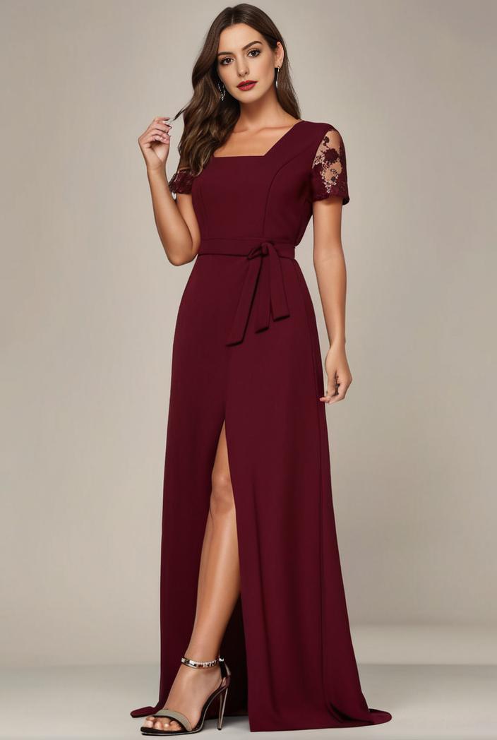 plus size sweetheart a line high slit maxi chiffon bridesmaid dress 145275