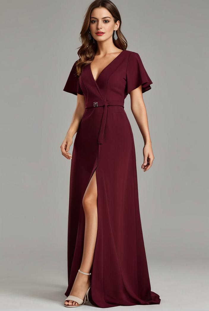 plus size sweetheart a line high slit maxi chiffon bridesmaid dress 145277
