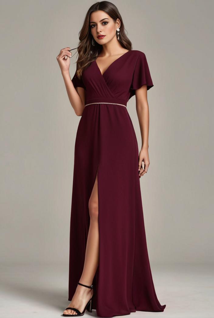 plus size sweetheart a line high slit maxi chiffon bridesmaid dress 145278