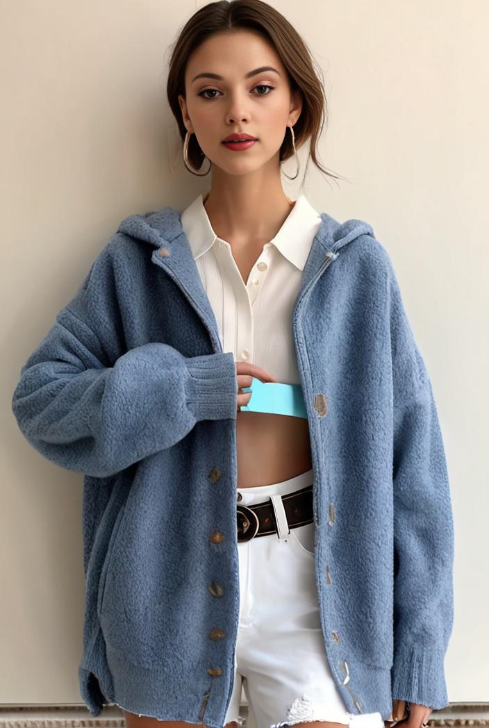 denim coat with flap pockets and lapel casual women s jacket in blue 142136