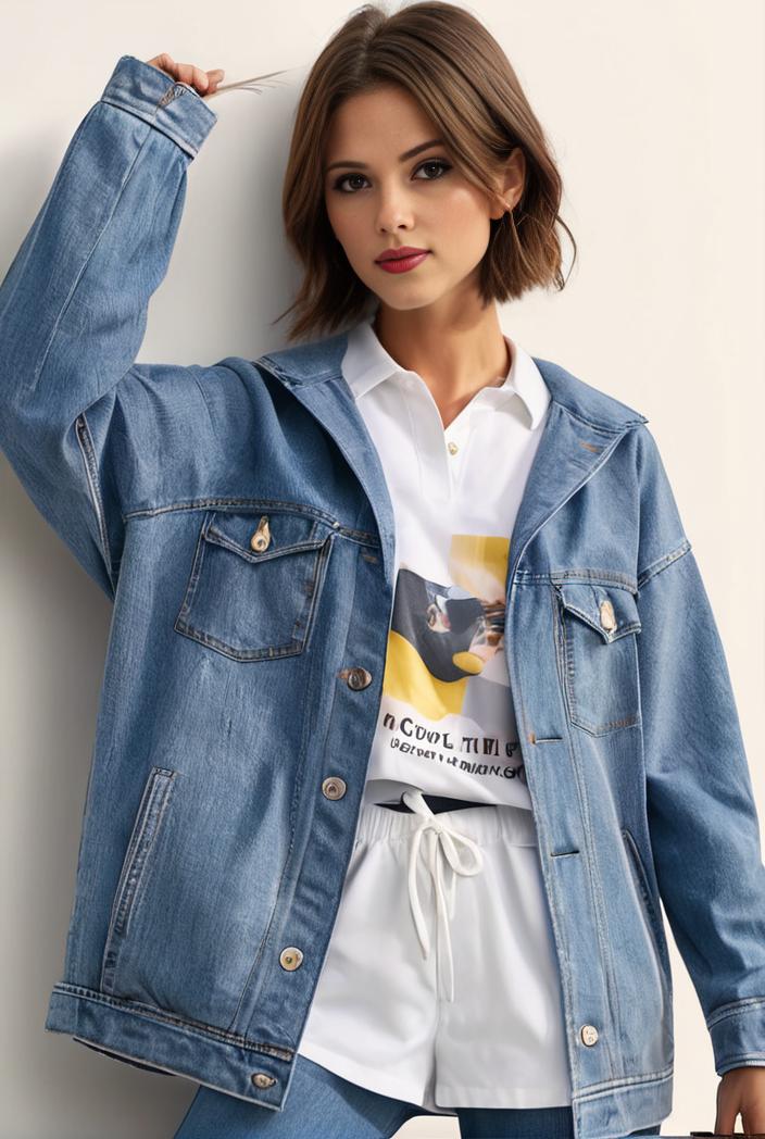 denim coat with flap pockets and lapel casual women s jacket in blue 142138