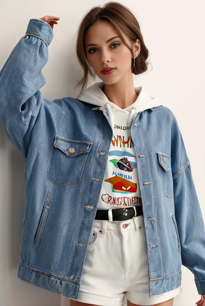 denim coat with flap pockets and lapel casual women s jacket in blue 142145