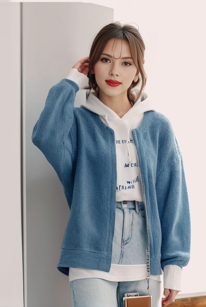 denim coat with flap pockets and lapel casual women s jacket in blue 142160