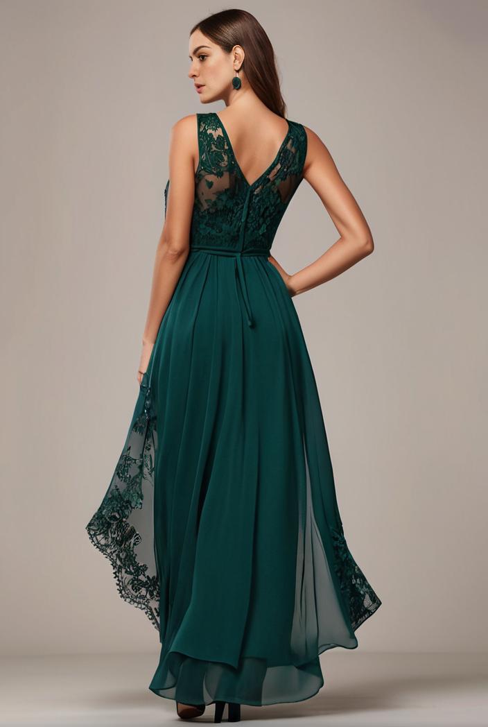 sequin bodice tulle high low evening dress with ribbon waist 146761