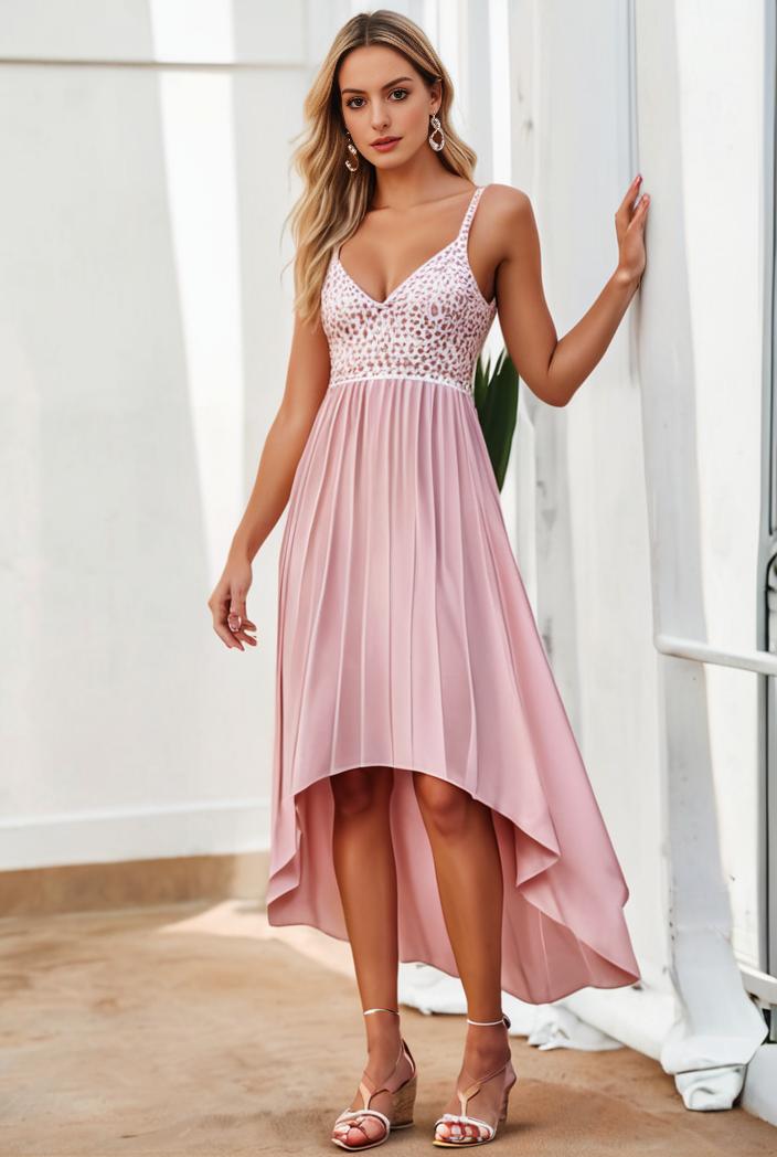 sequin bodice tulle high low evening dress with ribbon waist 146828