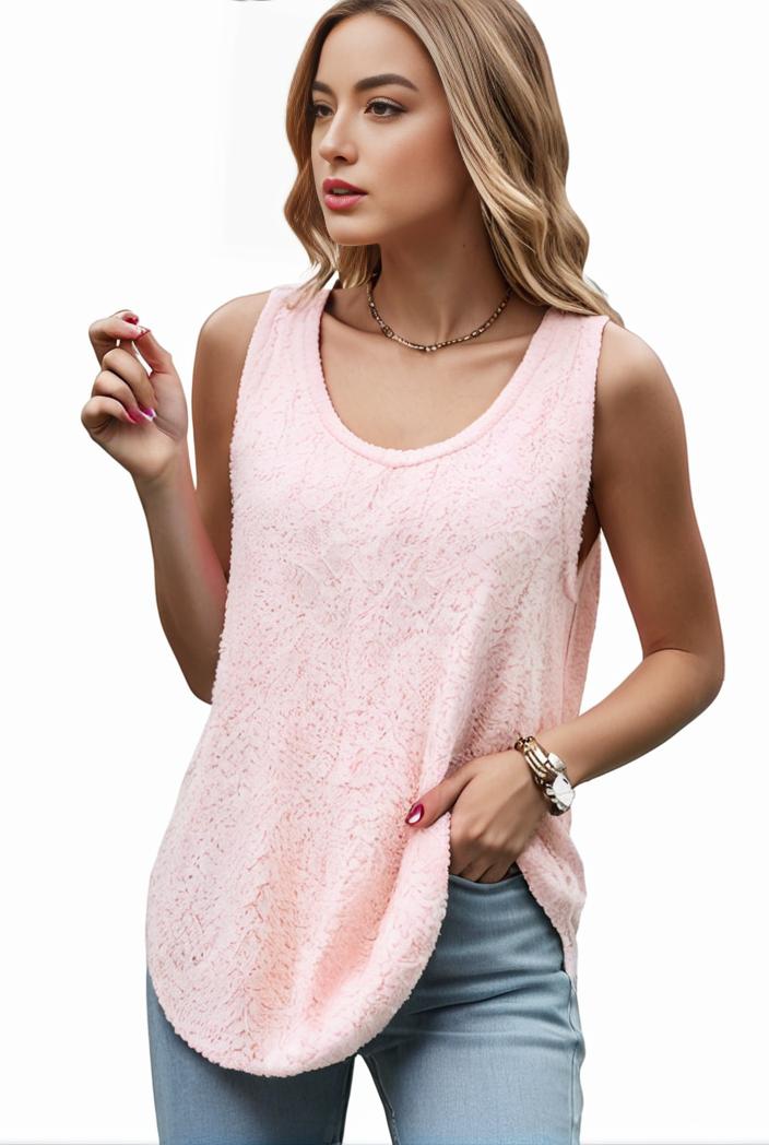 tops pleated hollow square neck sleeveless tank top 126704