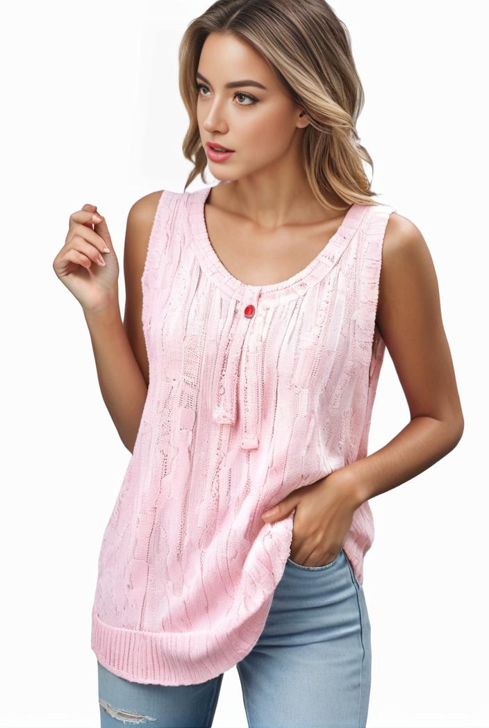 tops pleated hollow square neck sleeveless tank top 126706