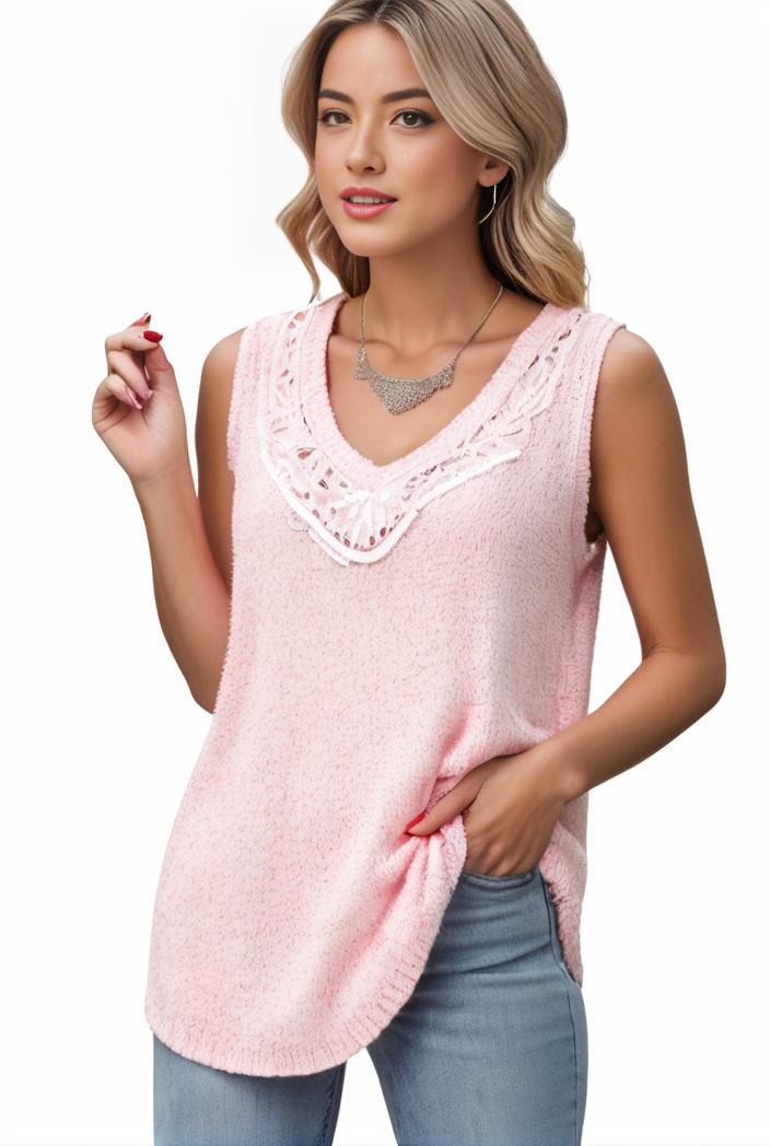 tops pleated hollow square neck sleeveless tank top 126709