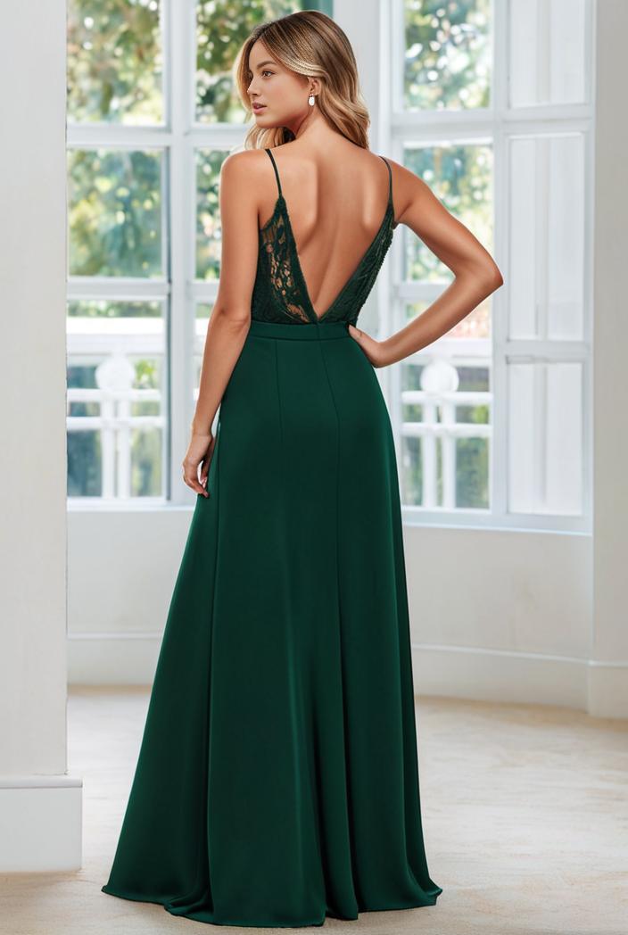 convertible chiffon lace open back spaghetti straps bridesmaid dress 111112