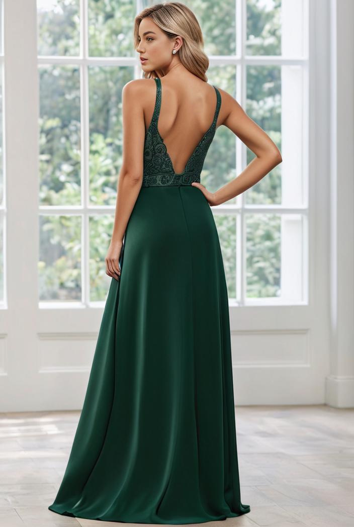 convertible chiffon lace open back spaghetti straps bridesmaid dress 111114