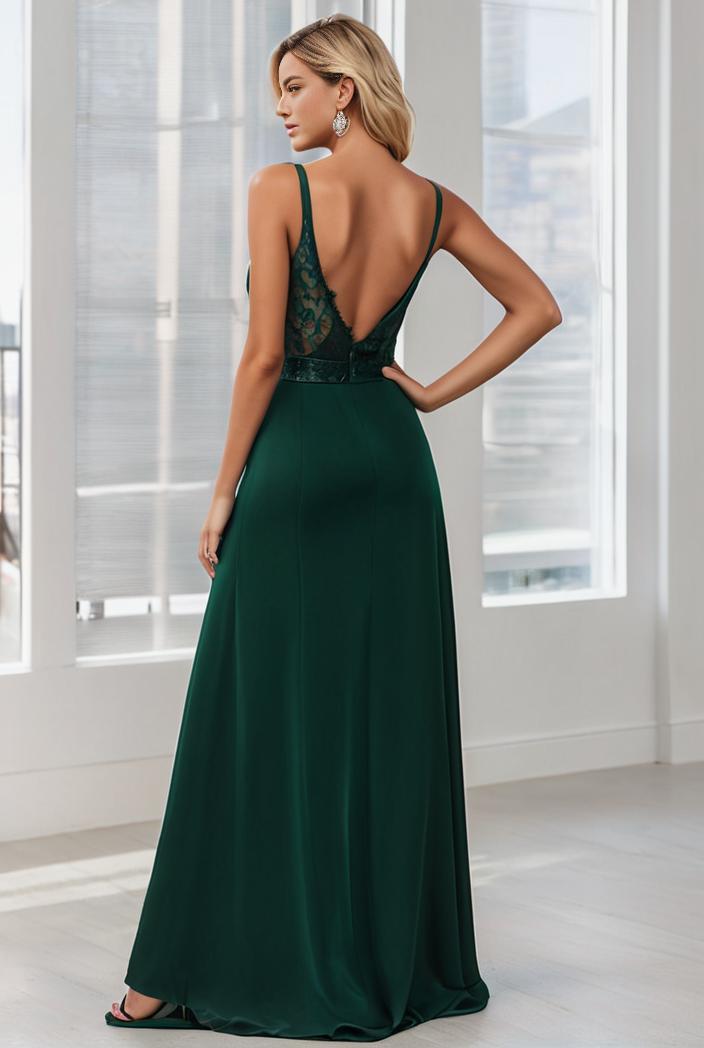 convertible chiffon lace open back spaghetti straps bridesmaid dress 111115