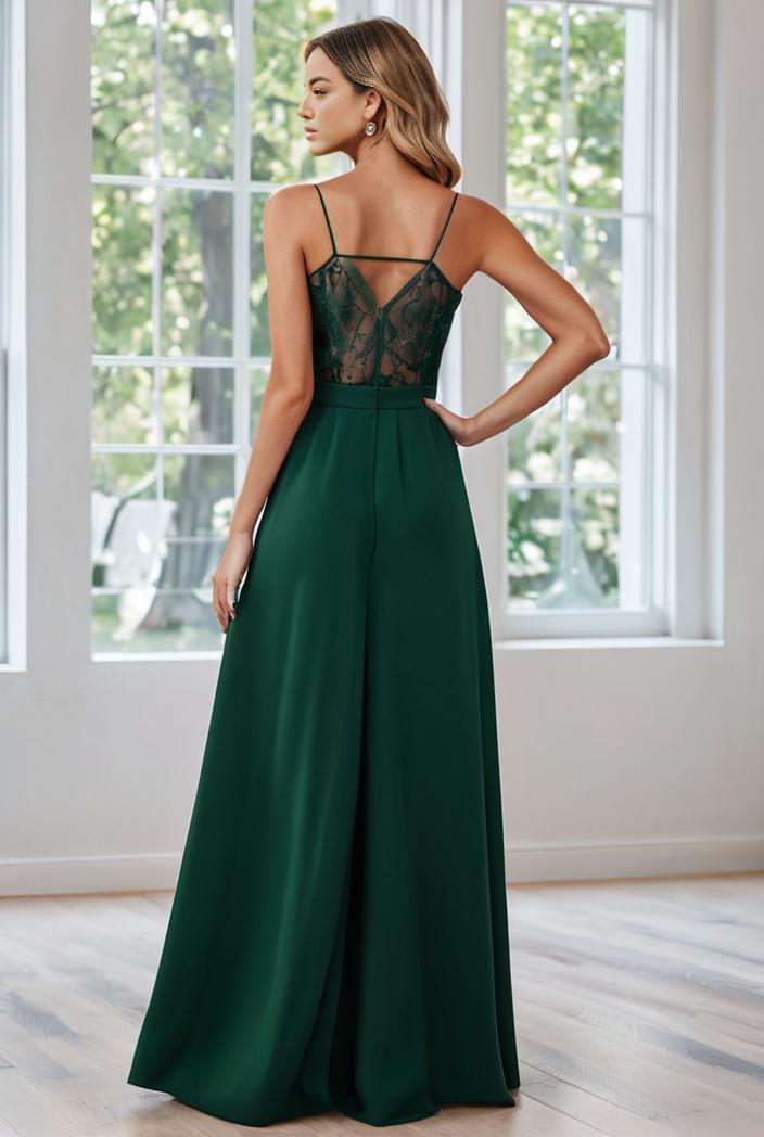 convertible chiffon lace open back spaghetti straps bridesmaid dress 111116