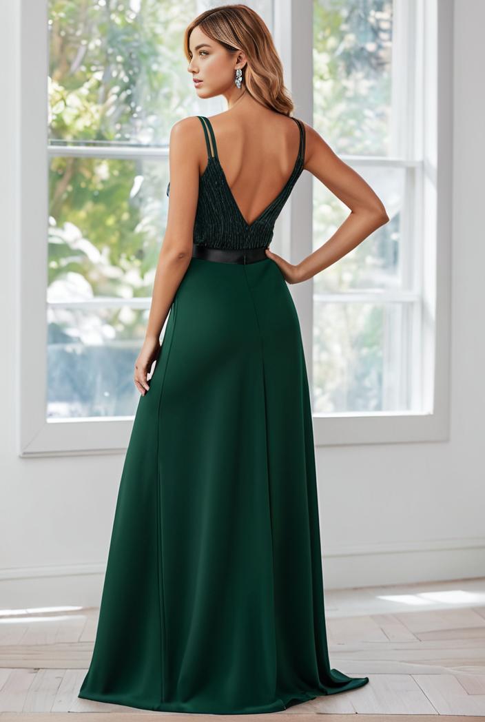 convertible chiffon lace open back spaghetti straps bridesmaid dress 111117