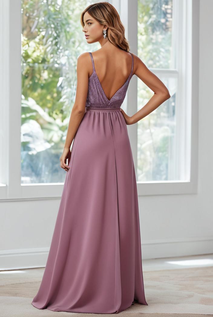 convertible chiffon lace open back spaghetti straps bridesmaid dress 111156