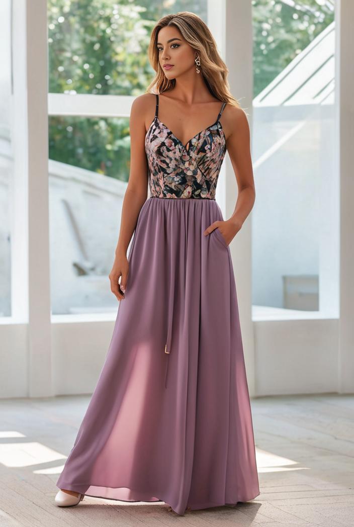 convertible chiffon lace open back spaghetti straps bridesmaid dress 111158
