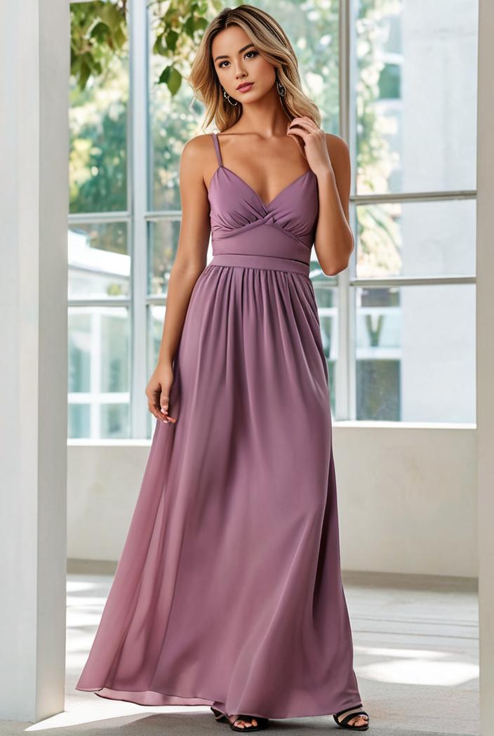 convertible chiffon lace open back spaghetti straps bridesmaid dress 111159
