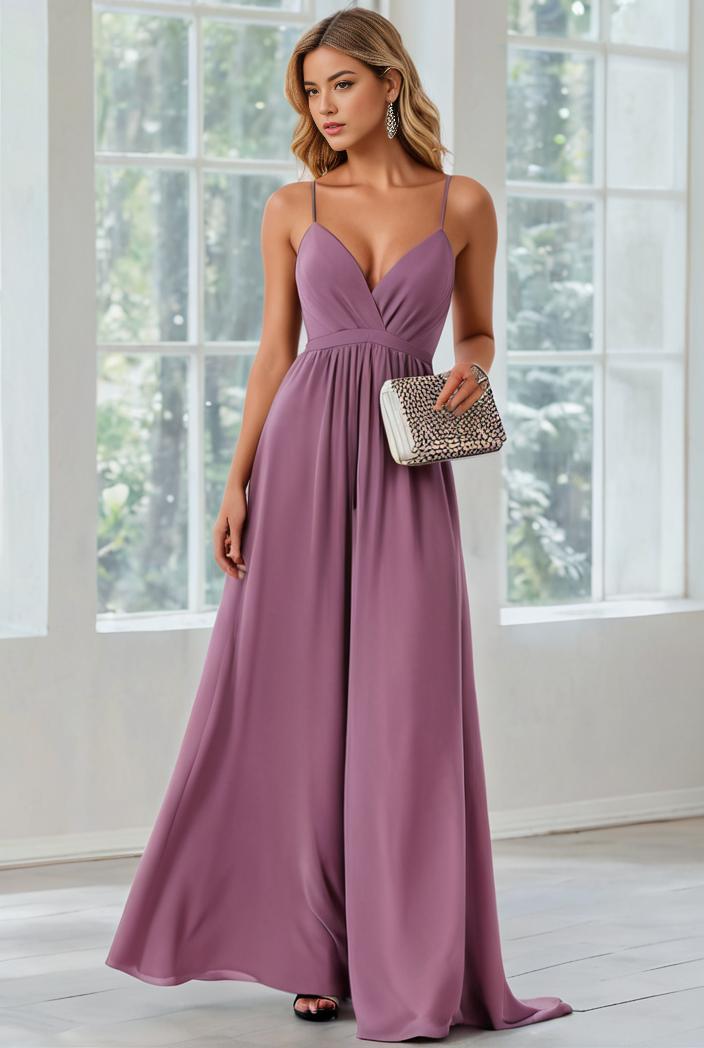 convertible chiffon lace open back spaghetti straps bridesmaid dress 111160