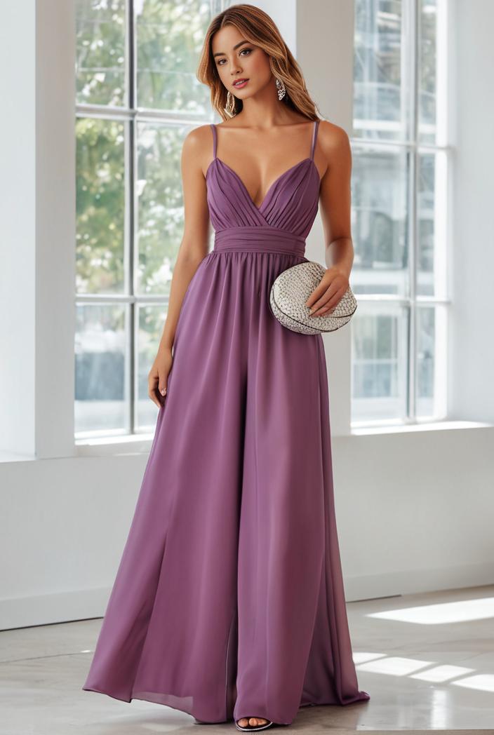convertible chiffon lace open back spaghetti straps bridesmaid dress 111164