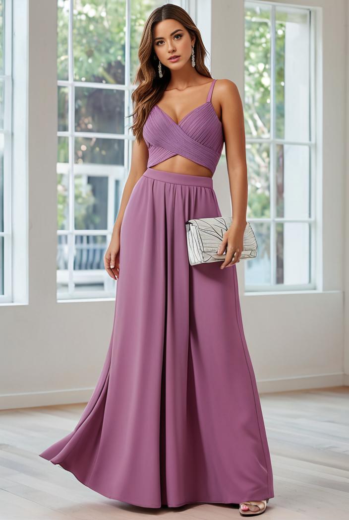 convertible chiffon lace open back spaghetti straps bridesmaid dress 111170