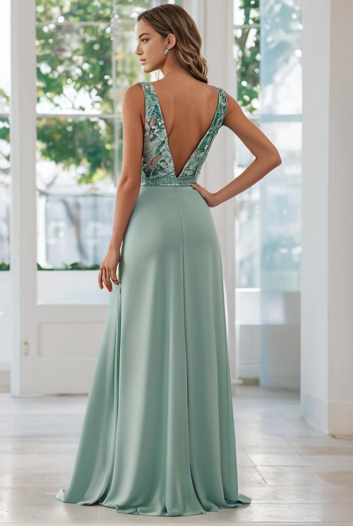 convertible chiffon lace open back spaghetti straps bridesmaid dress 111172