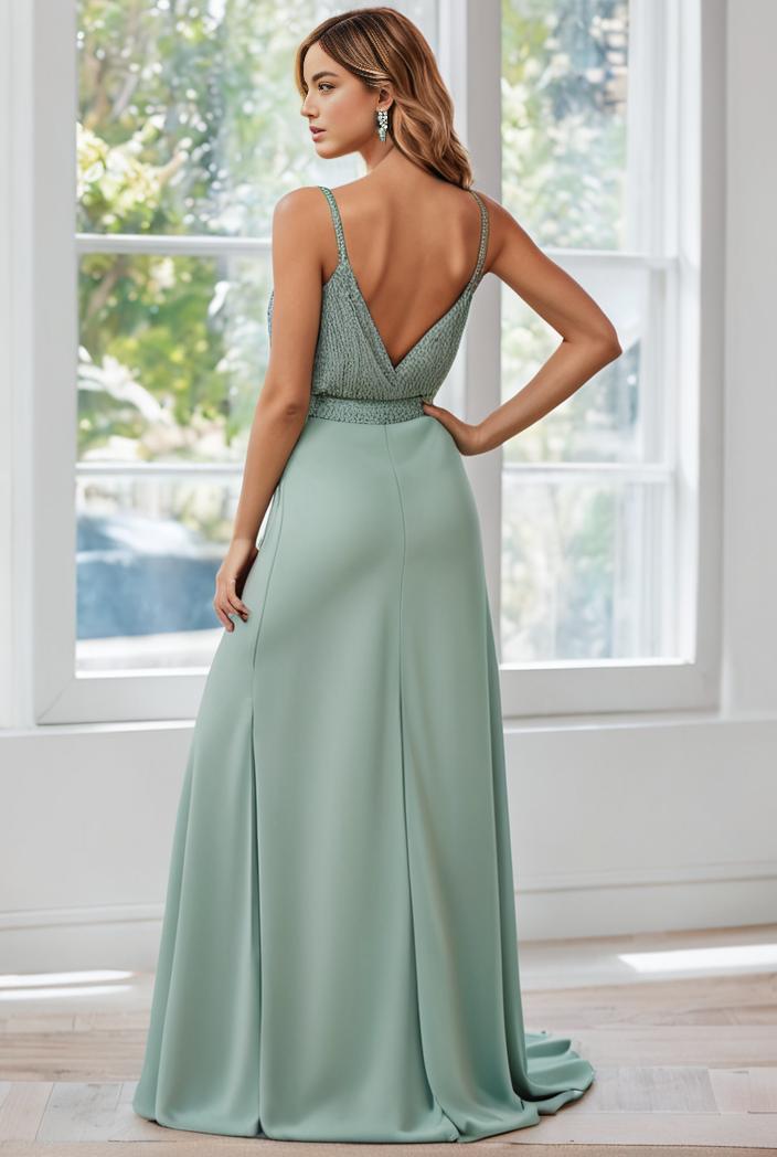 convertible chiffon lace open back spaghetti straps bridesmaid dress 111181