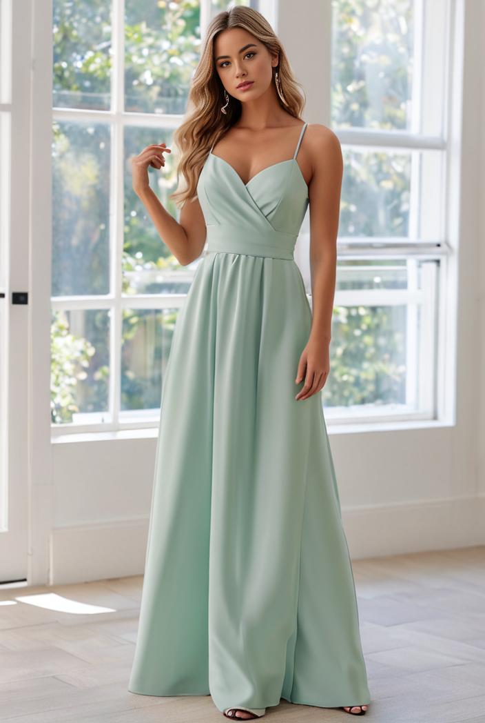 convertible chiffon lace open back spaghetti straps bridesmaid dress 111185