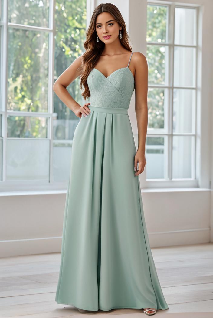 convertible chiffon lace open back spaghetti straps bridesmaid dress 111186