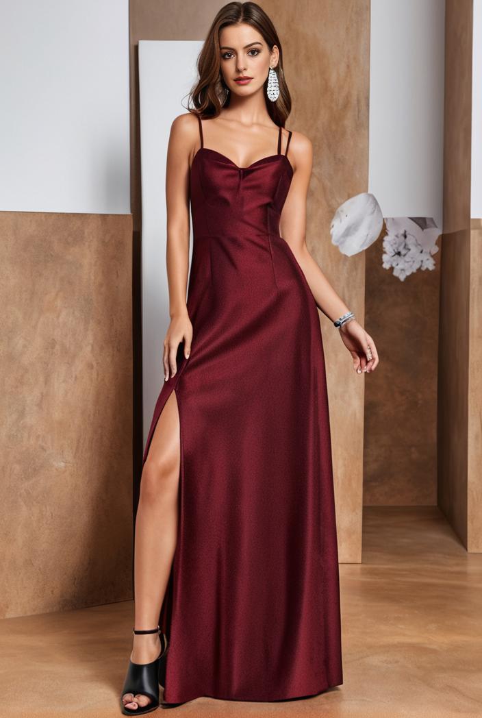 spaghetti strap 2 in 1 sheer evening dress 149921