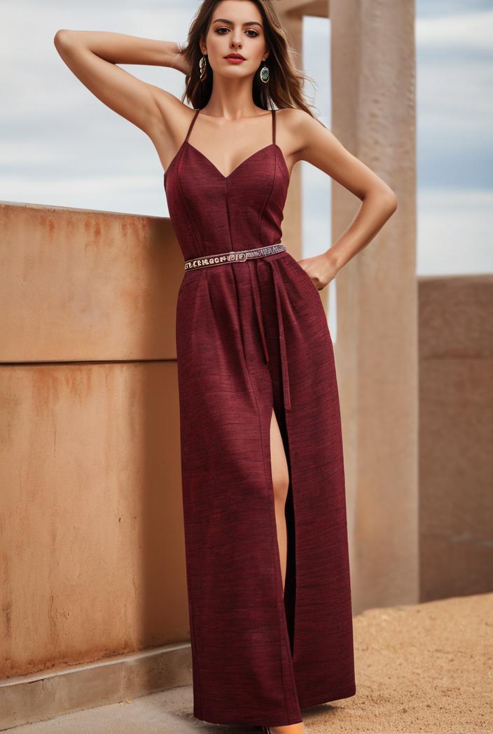 spaghetti strap 2 in 1 sheer evening dress 149954