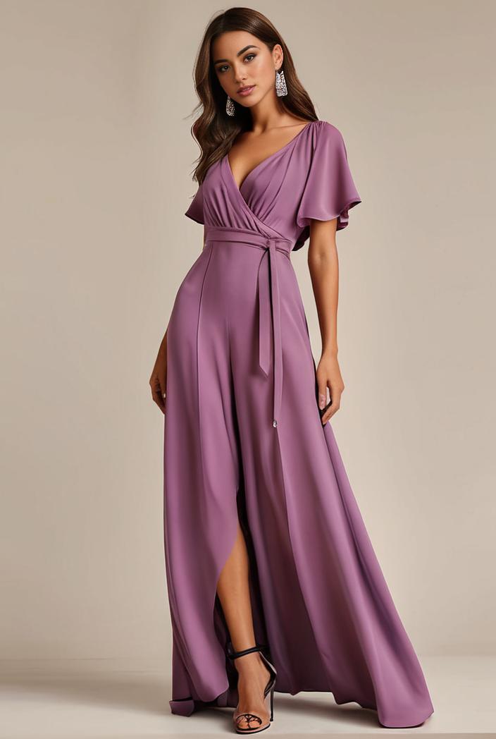 elegant chiffon high low off the shoulder bridesmaid dress 112583